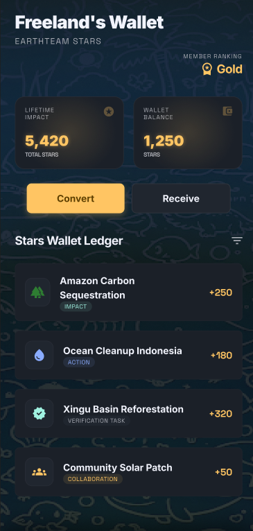 Wallet page alternate design